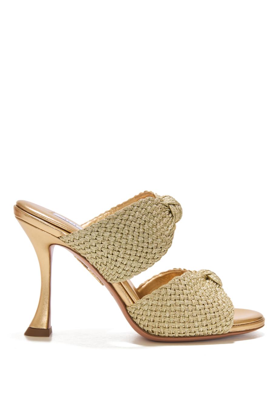 Smile 95 braided leather mules in gold 
