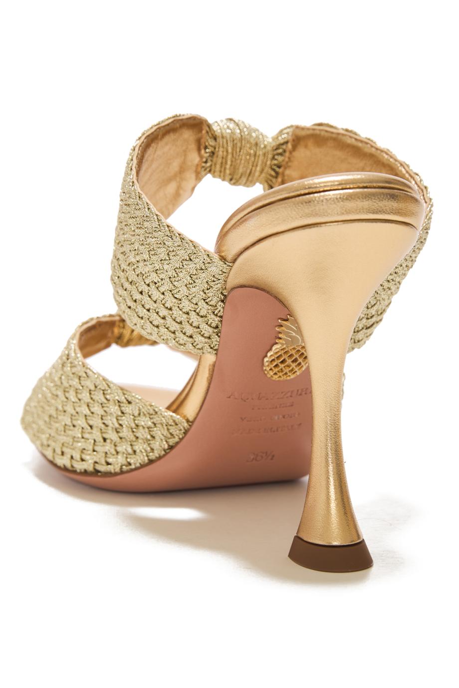 Smile 95 braided leather mules in gold 