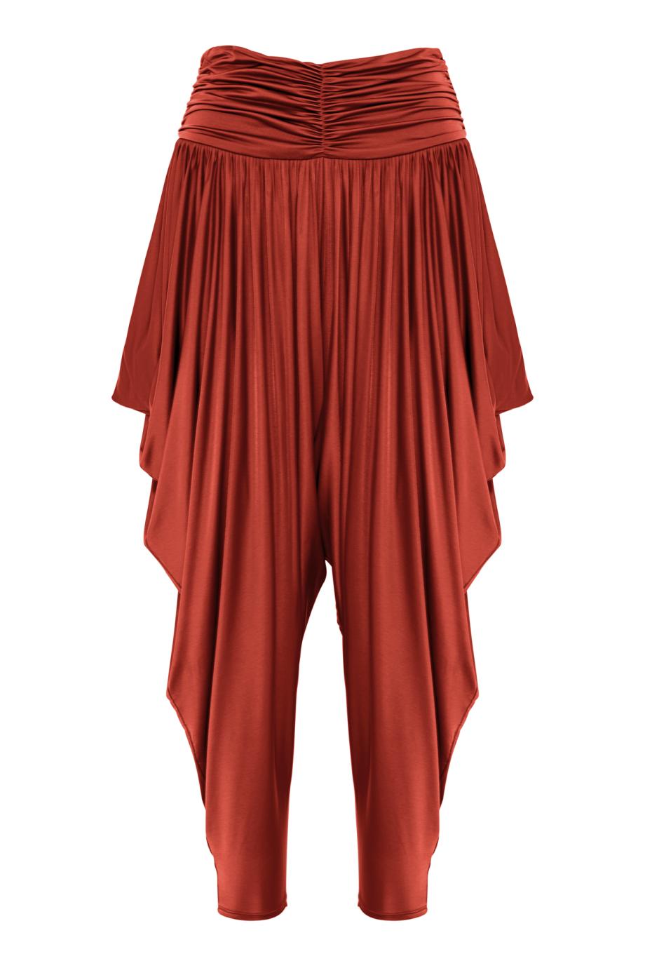 Pleated jersey pants in rouge ochre 