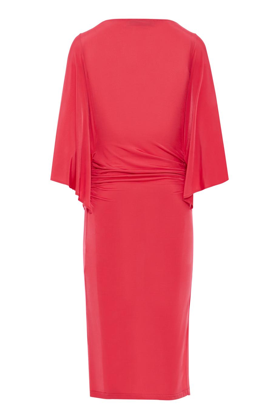 Shiny jersey midi dress in persian red