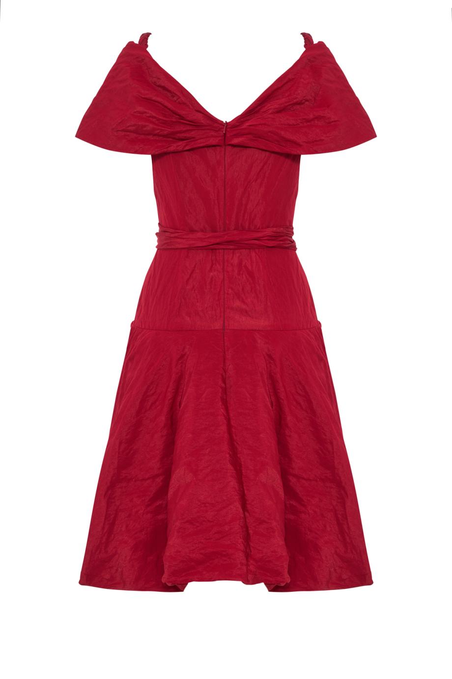 Drape Shawl-collar mini dress in red