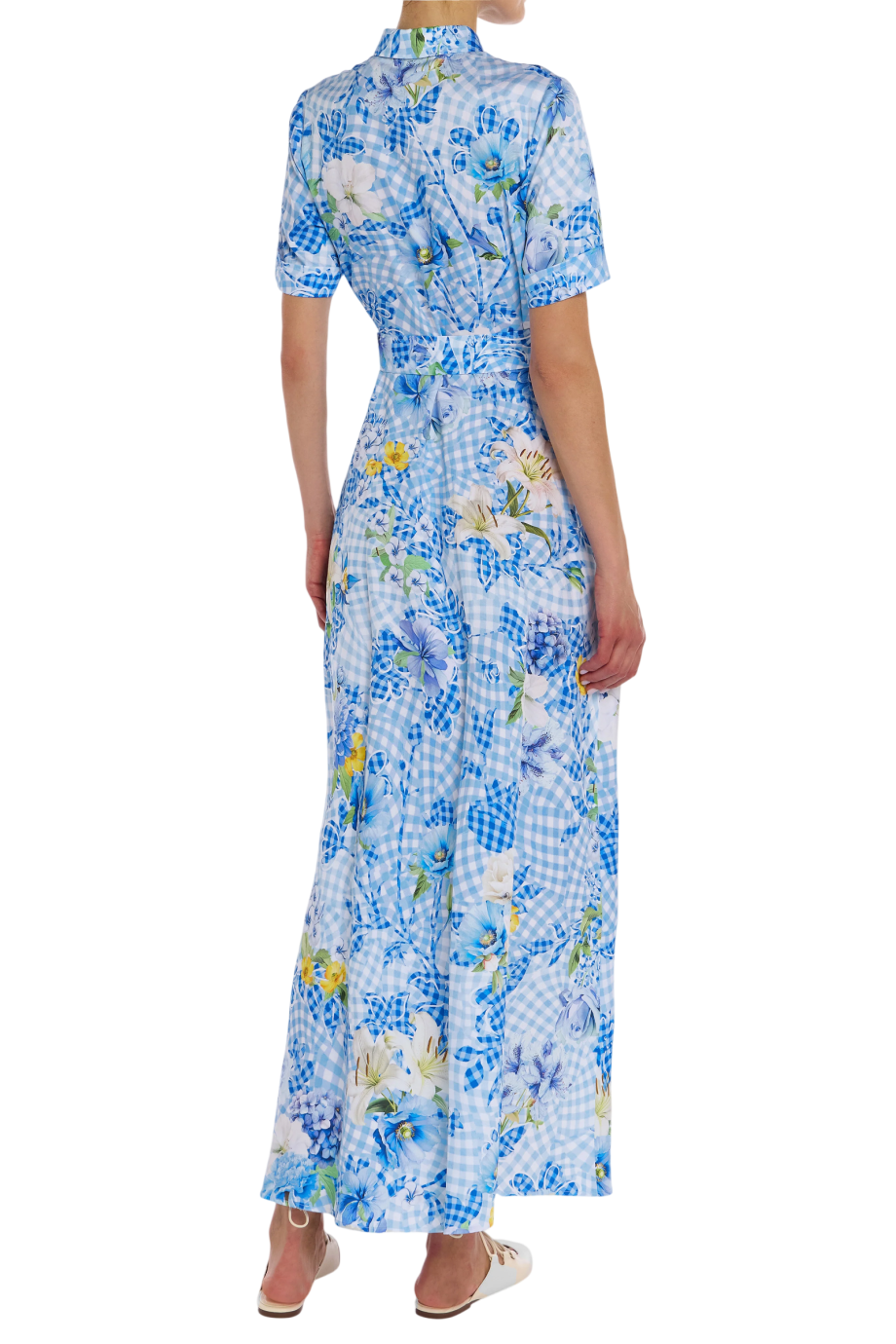 Como printed cotton poplin maxi dress in blueberry