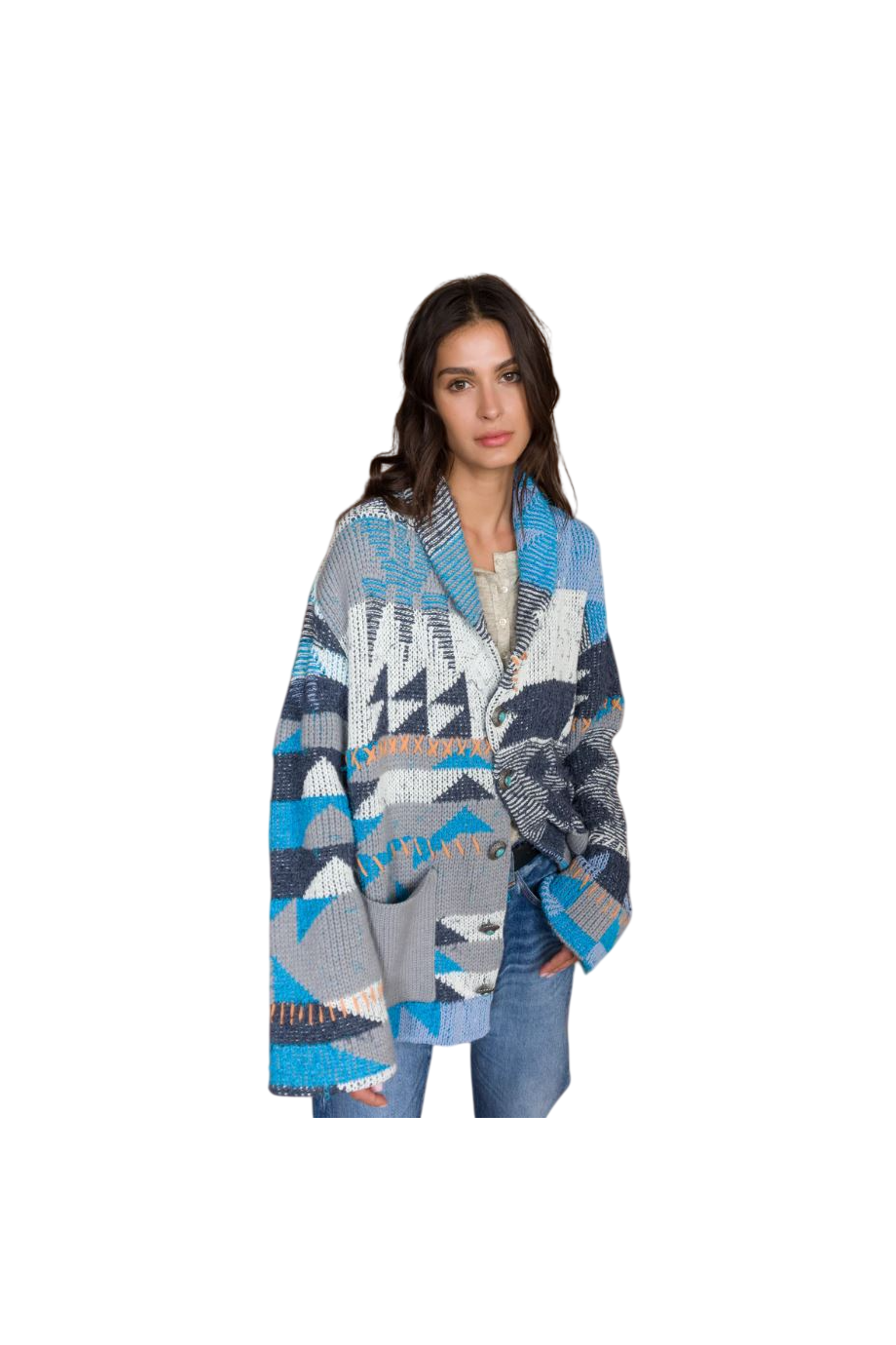 Hoppy Navajo Cotton Cardigan in sky