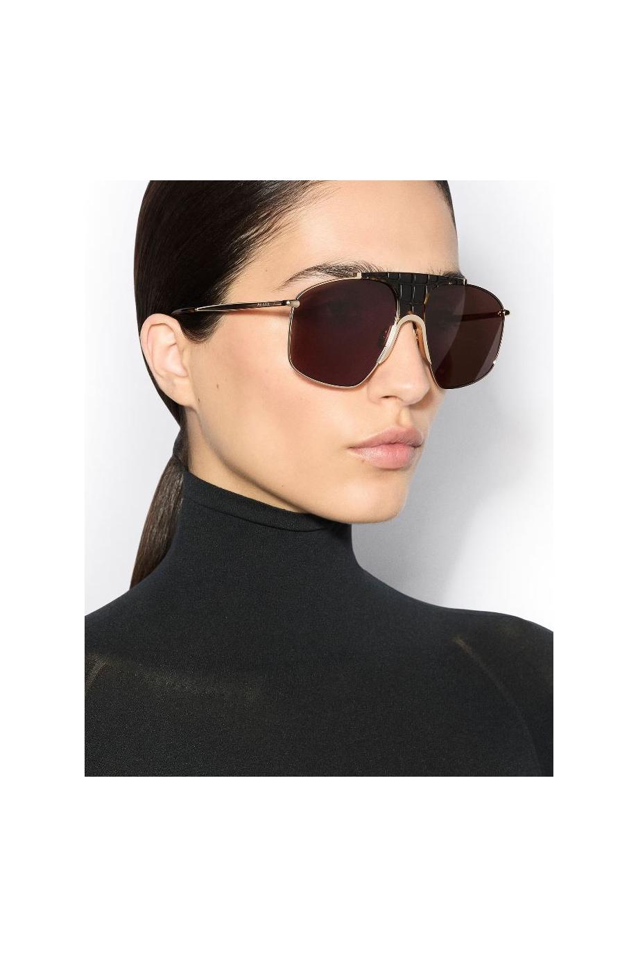 098S gold-tone aviator sunglasses in brown 