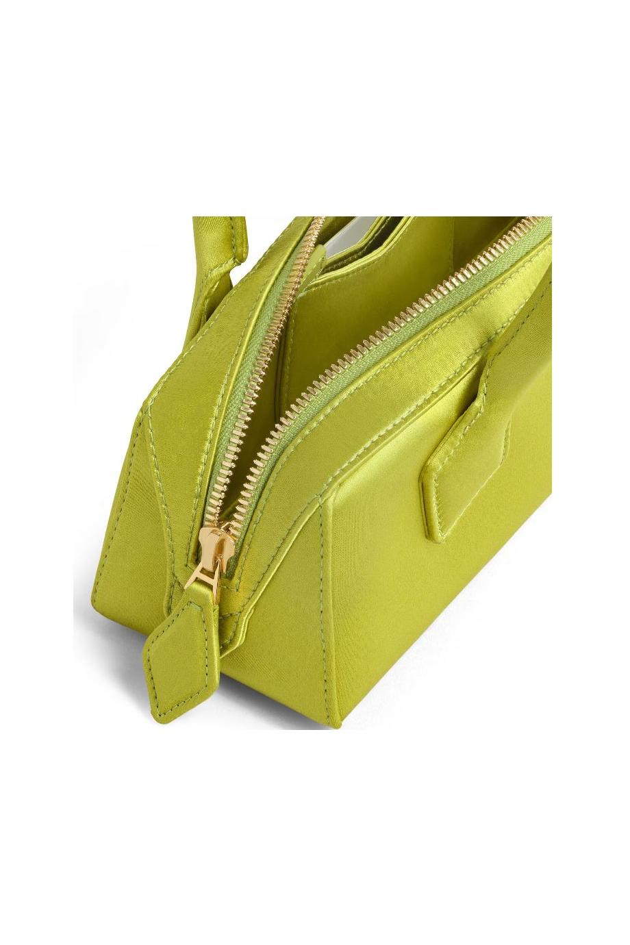 Le Teckel satin clutch in lime 
