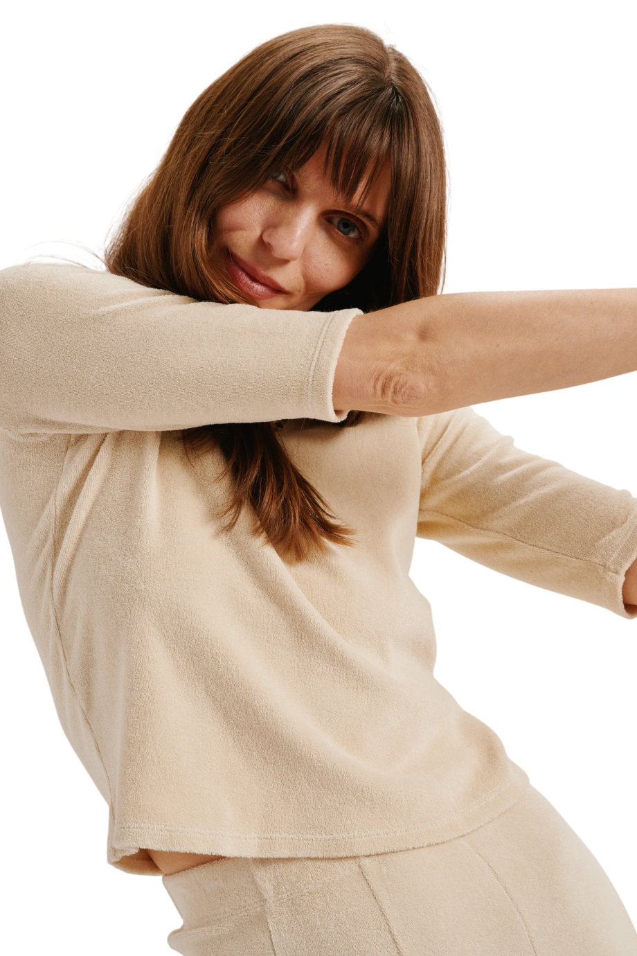 Corfu cotton-blend terry sweater in ivory