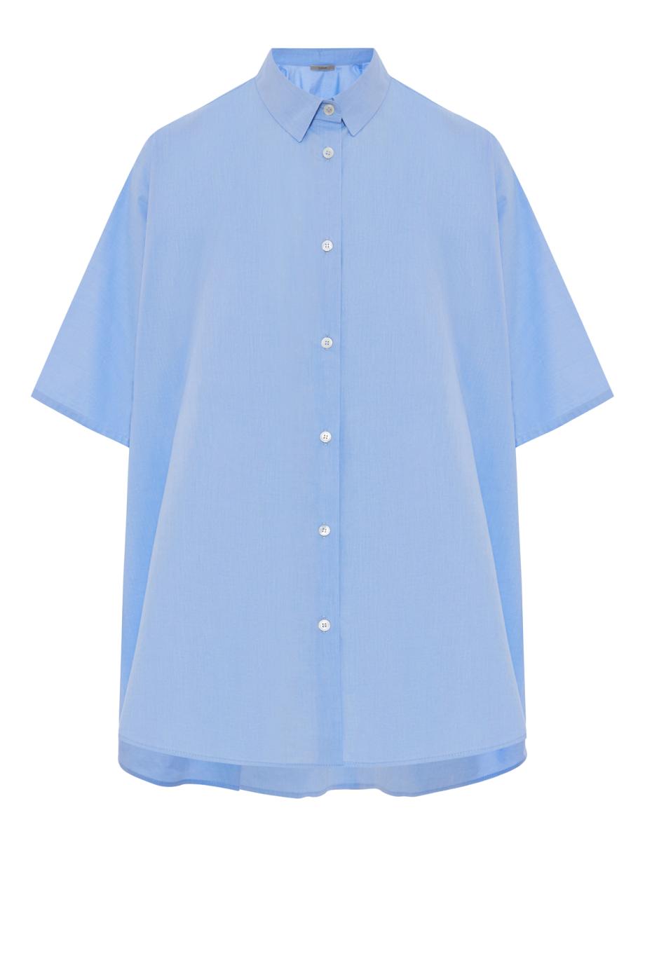 Wide cotton-poplin shirt in sky 