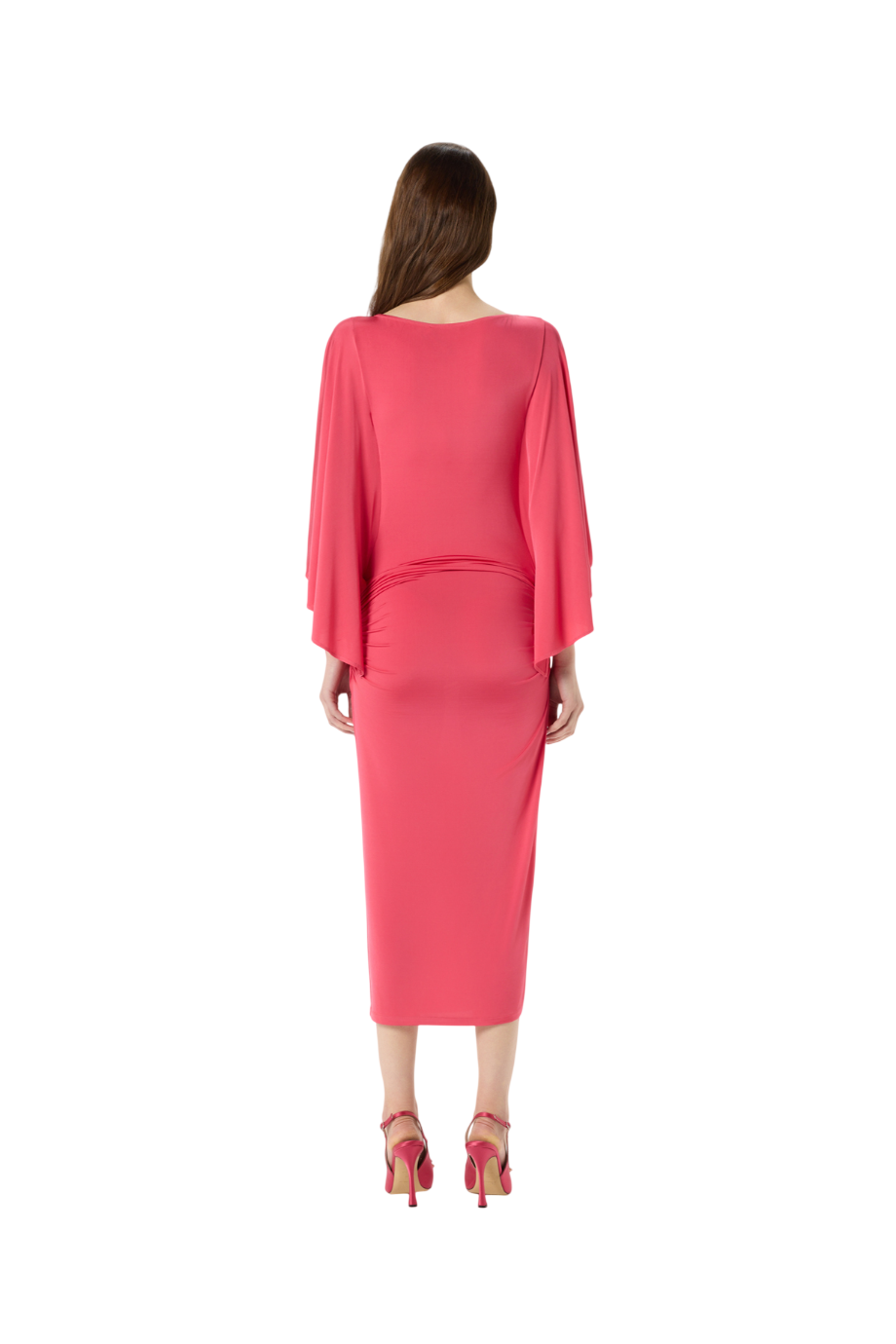Shiny jersey midi dress in persian red