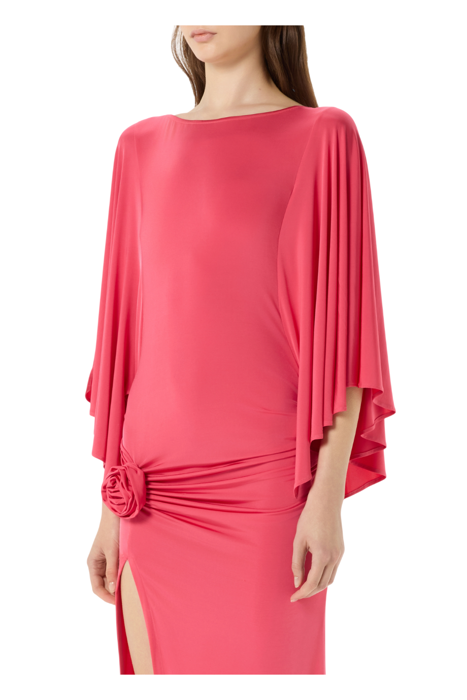 Shiny jersey midi dress in persian red