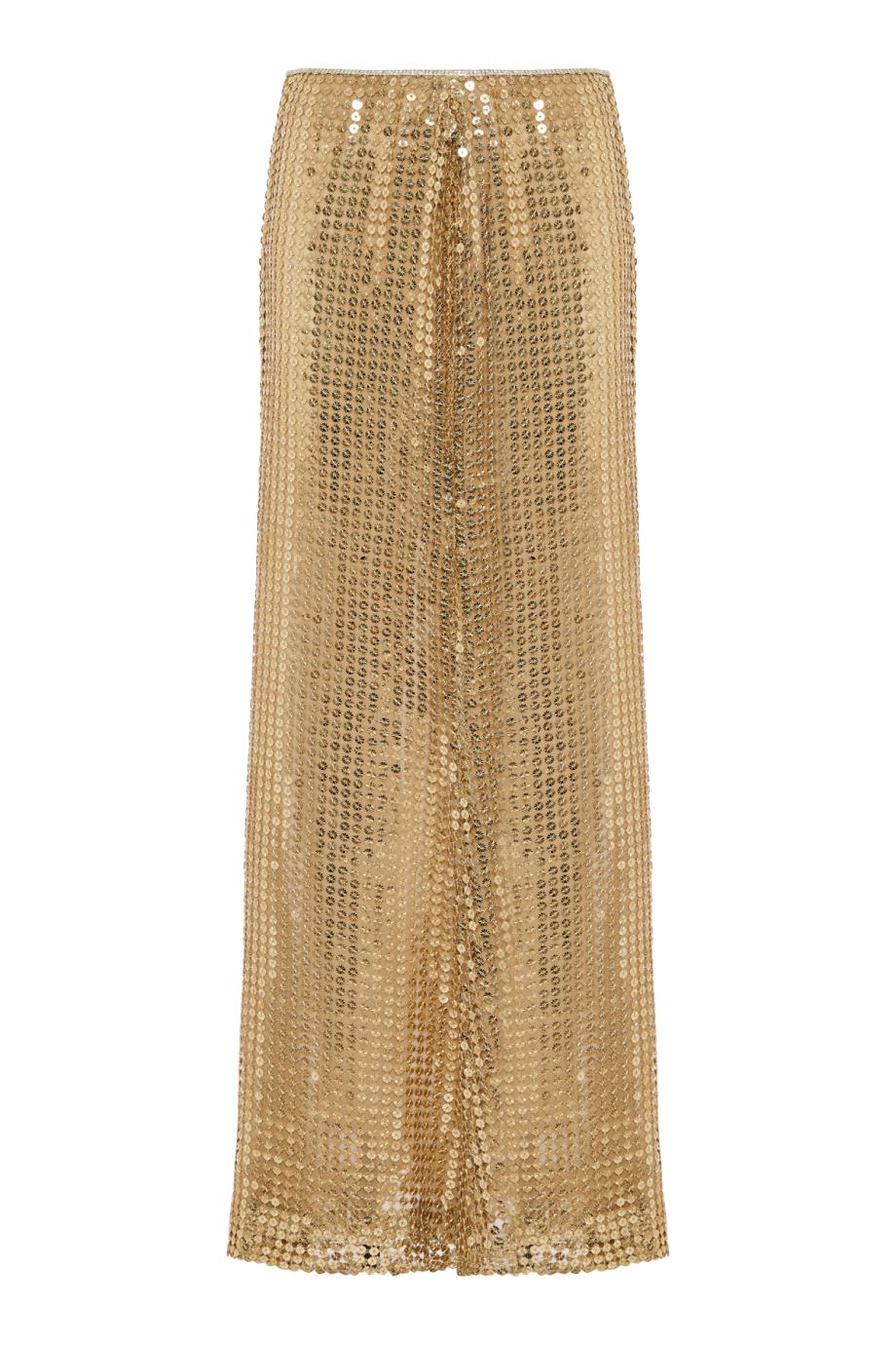 Gold Sequined long skirt in gold