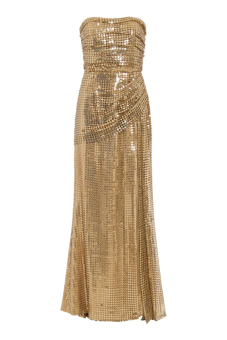 Strapless sequined maxi dress in gold