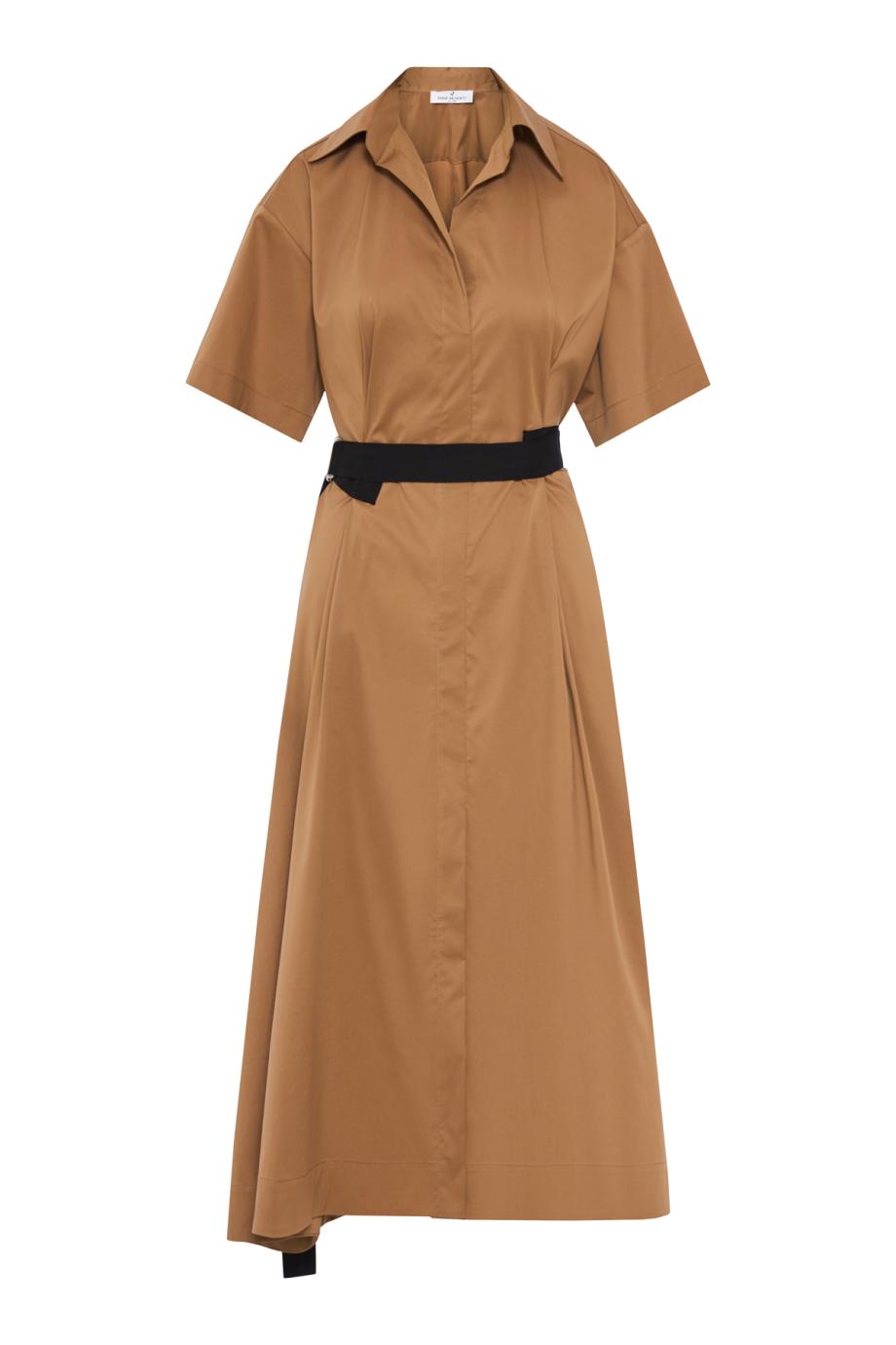 Cinta cotton-poplin midi dress in biscotto
