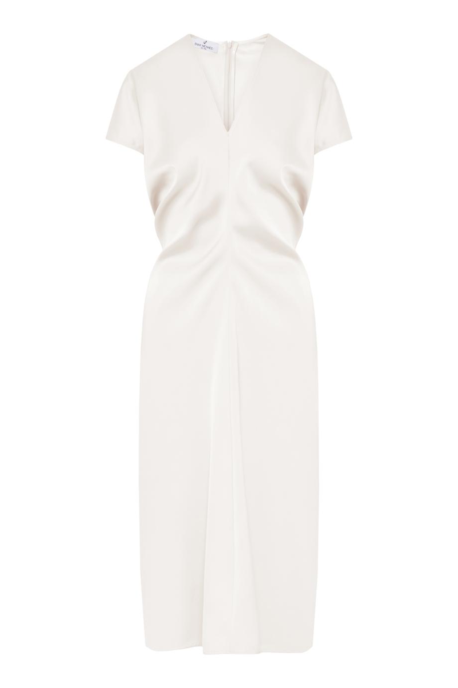 Sbieco satin midi dress in white