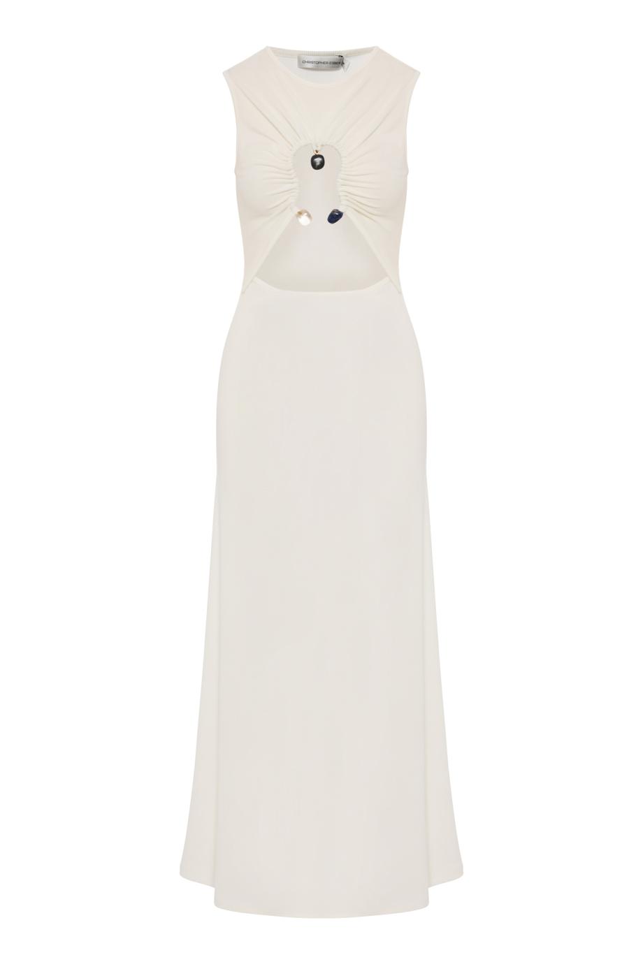 Hiero Crystal Disconnect Tank Maxi Dress in white