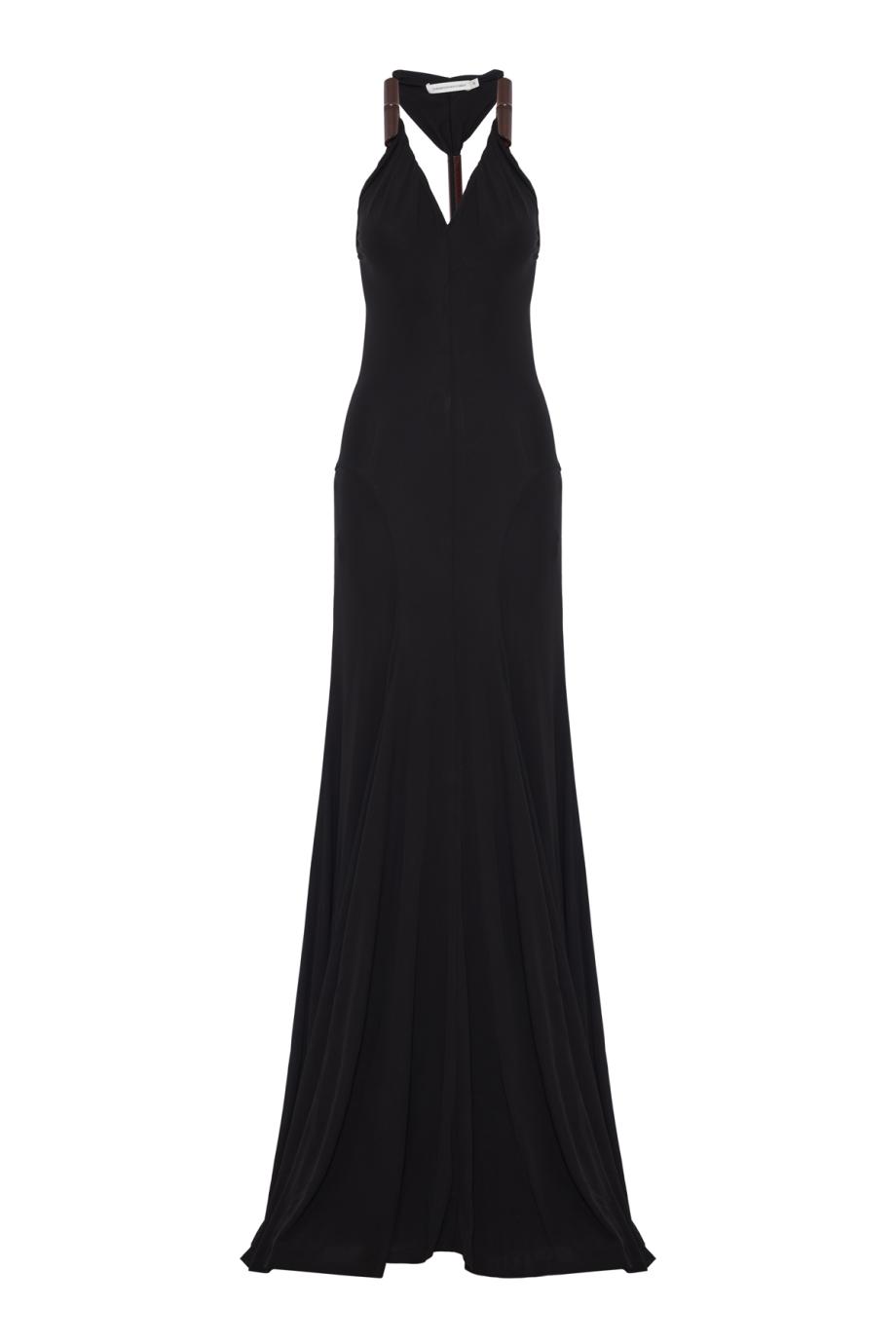 Chime wood-embellished crepe maxi dress in black