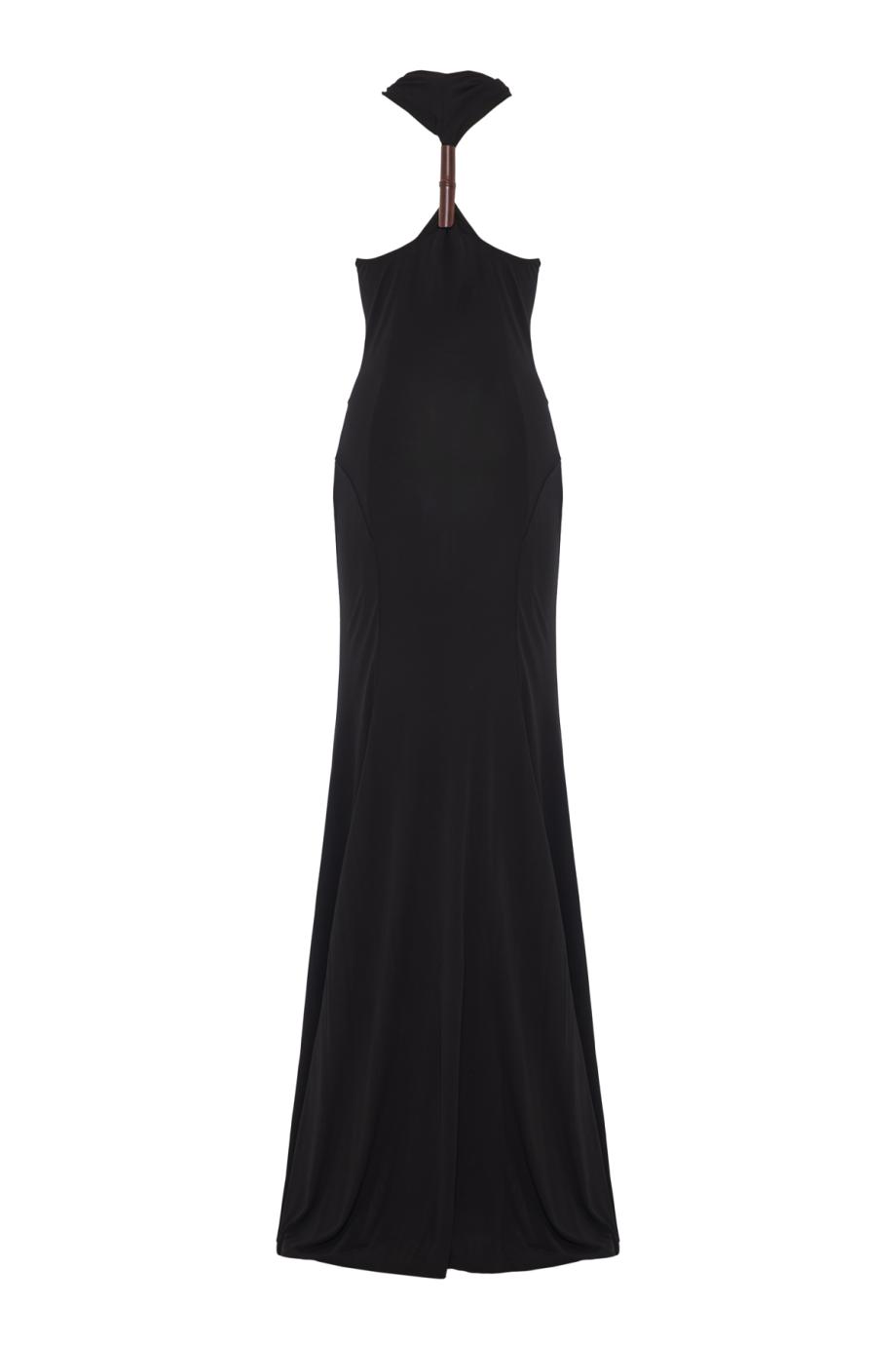 Chime wood-embellished crepe maxi dress in black