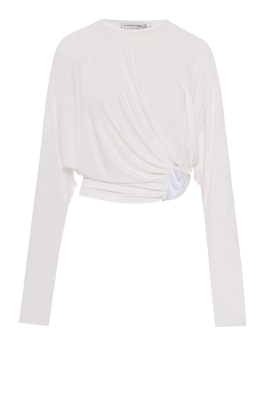 Manto long sleeve jersey top in white
