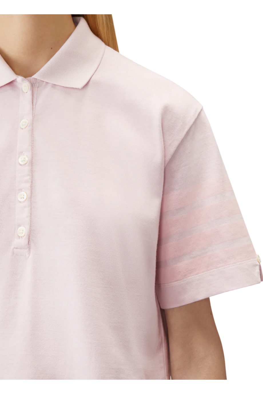 Dyed knitted polo top in light pink