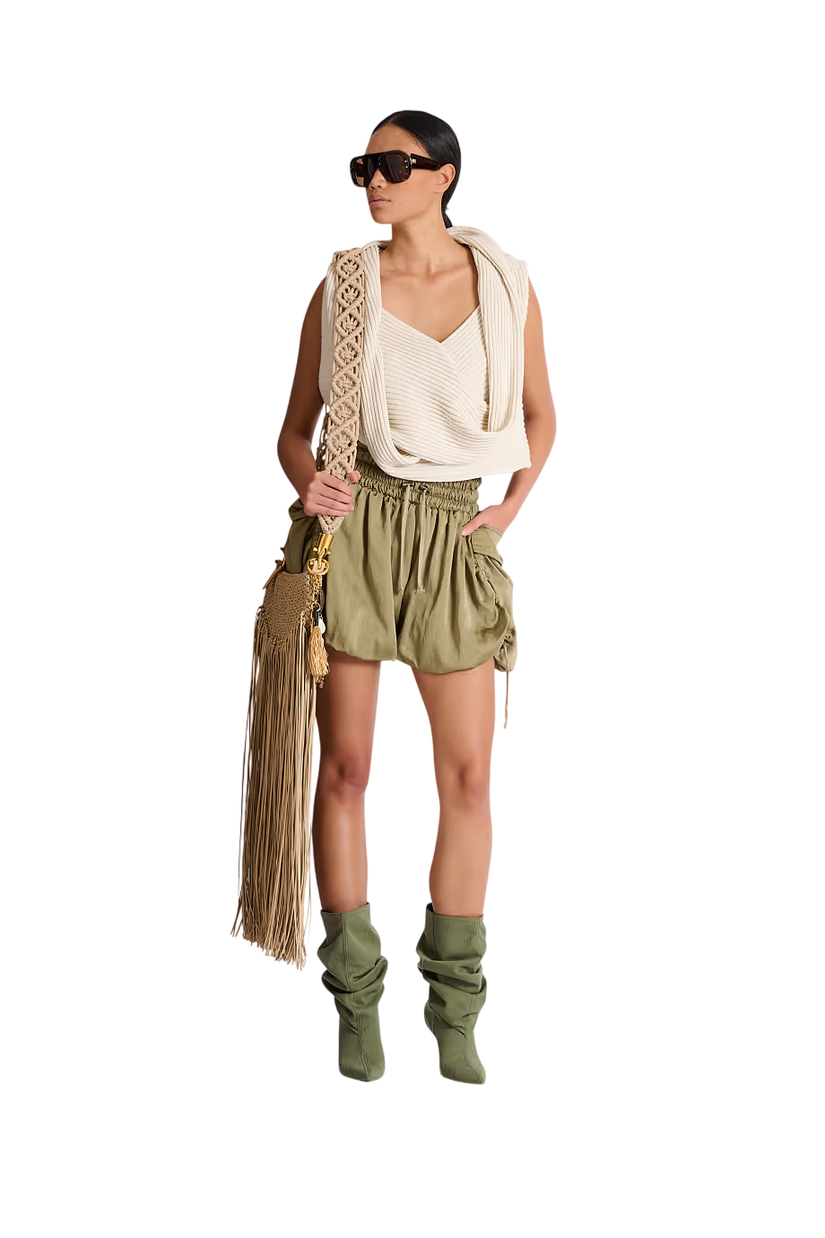 Twill balloon shorts in vert