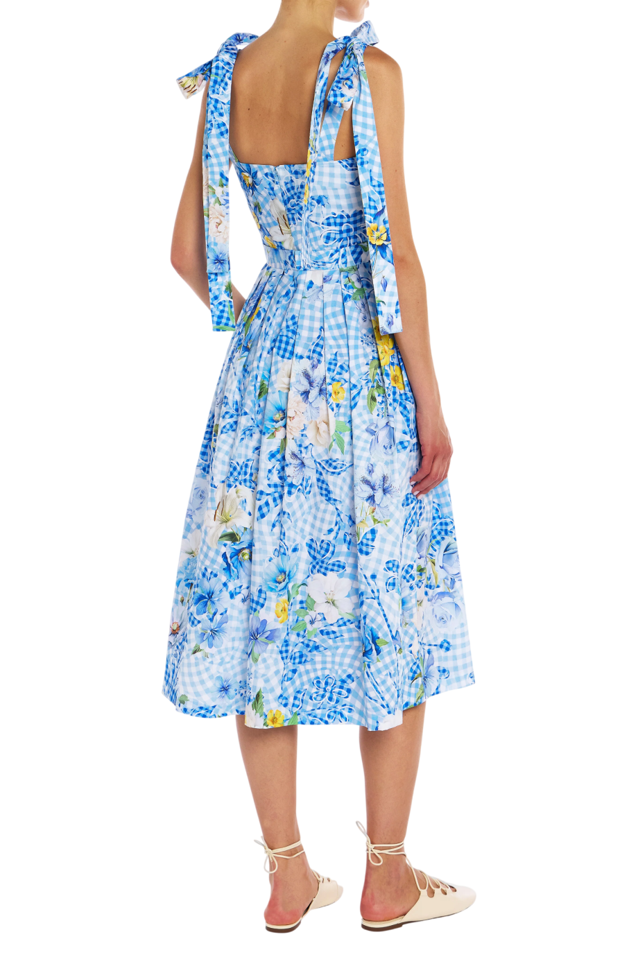 Iris printed poplin midi dress in blueberry