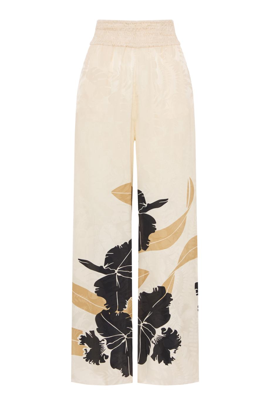 Cipriano silk-jacquard pants in black orchids