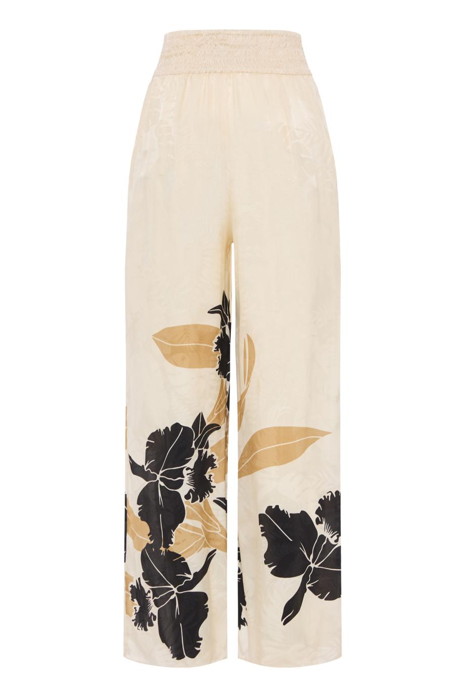 Cipriano silk-jacquard pants in black orchids