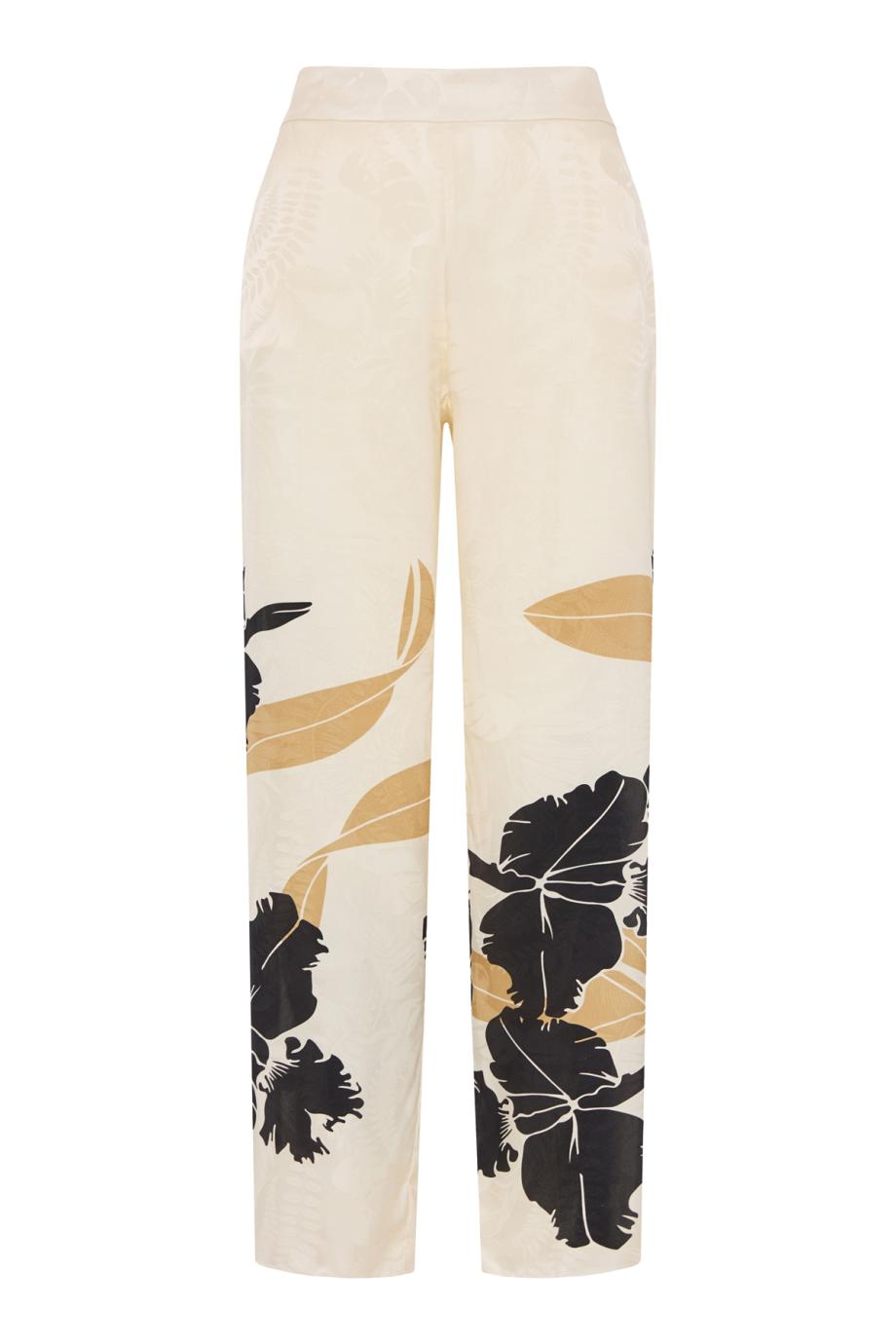 Santo Tomas silk-jacquard pants in black orchids