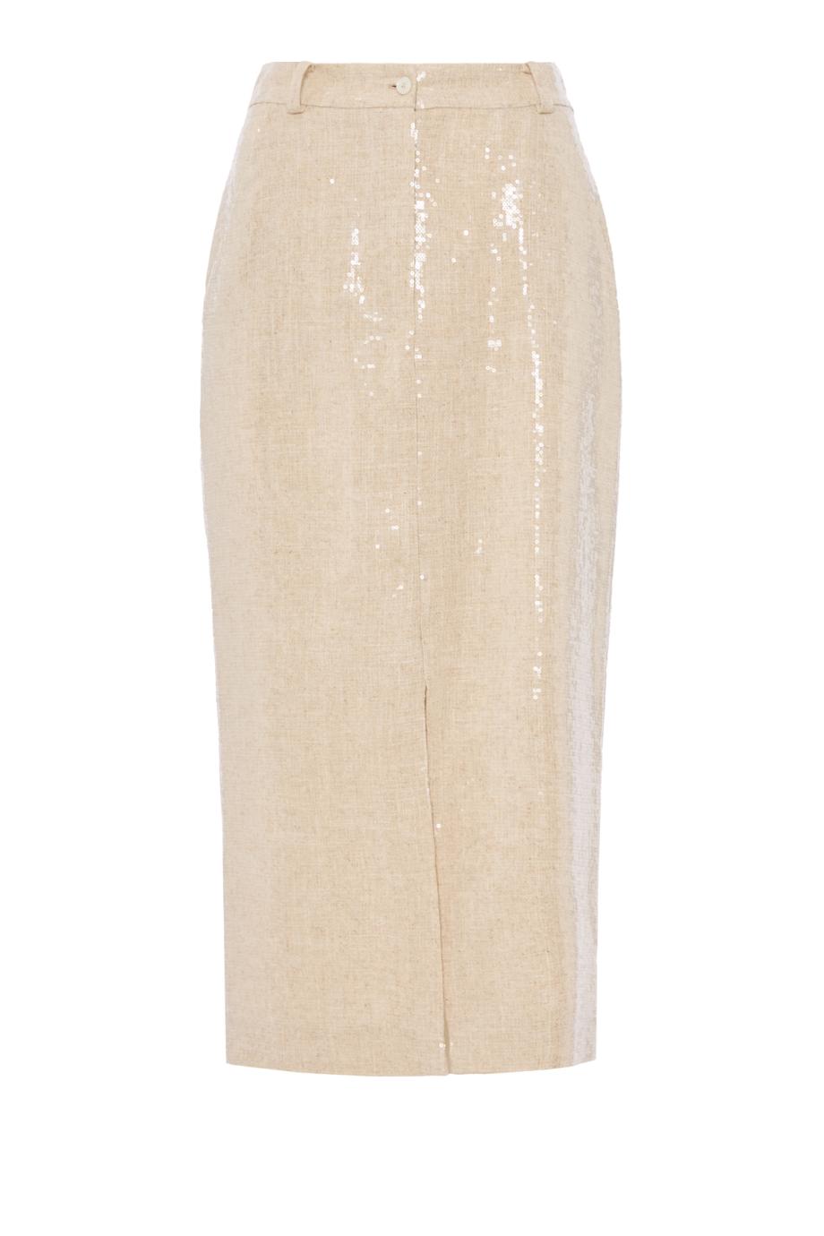 Sequinned midi skirt in ivory 
