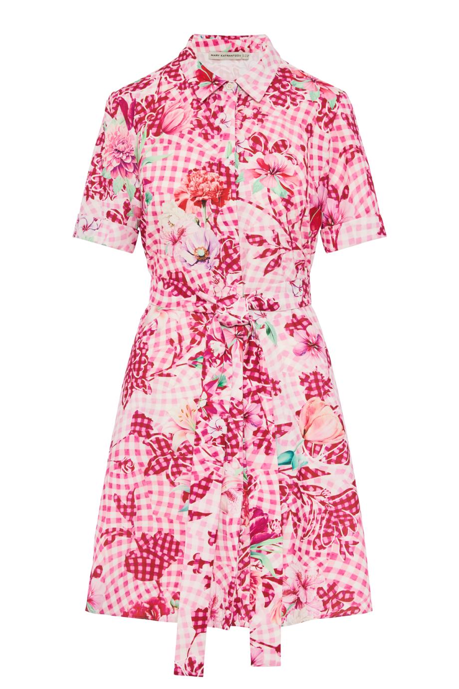 Chima printed crepe mini dress in fleur cherry