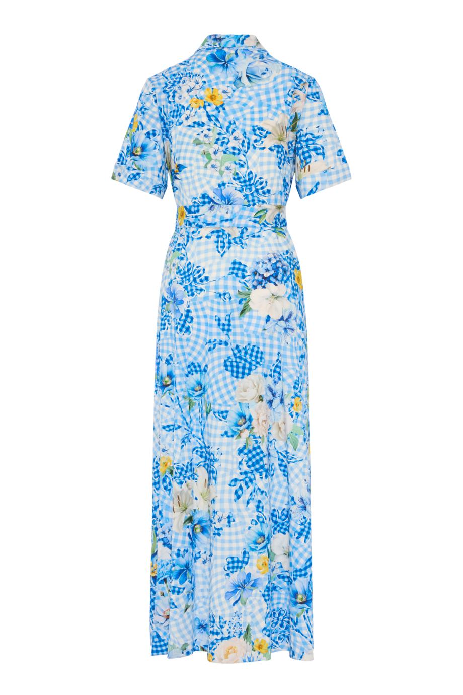 Como printed cotton poplin maxi dress in fleur blueberry