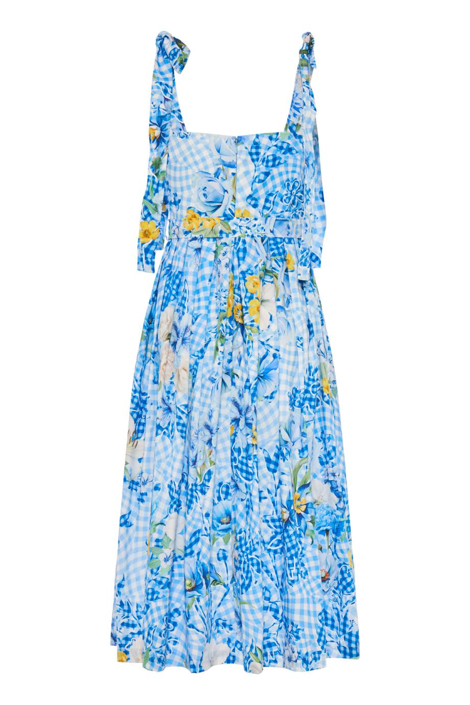 Iris printed poplin midi dress in fleur blueberry