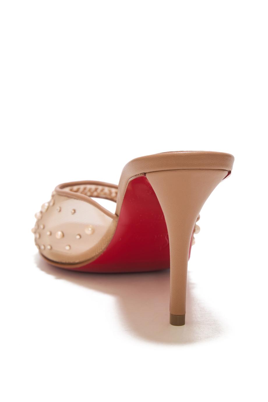 Miss Z 80 embellished mesh mules in blush