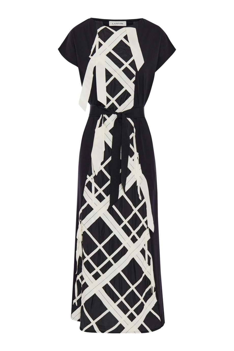 Grosgrain cotton and silk midi dress in black 