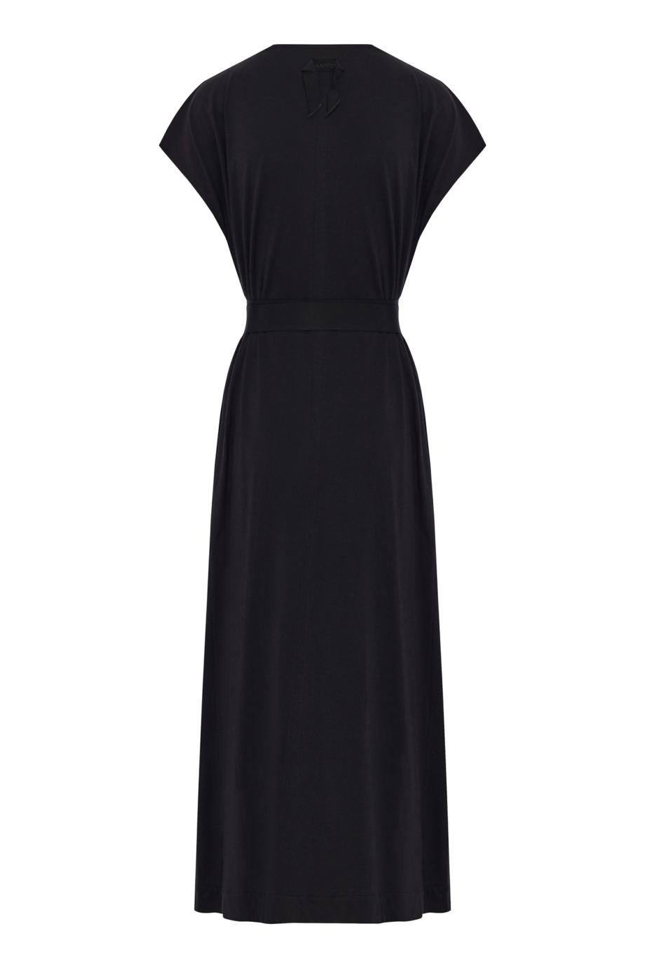 Grosgrain cotton and silk midi dress in black 