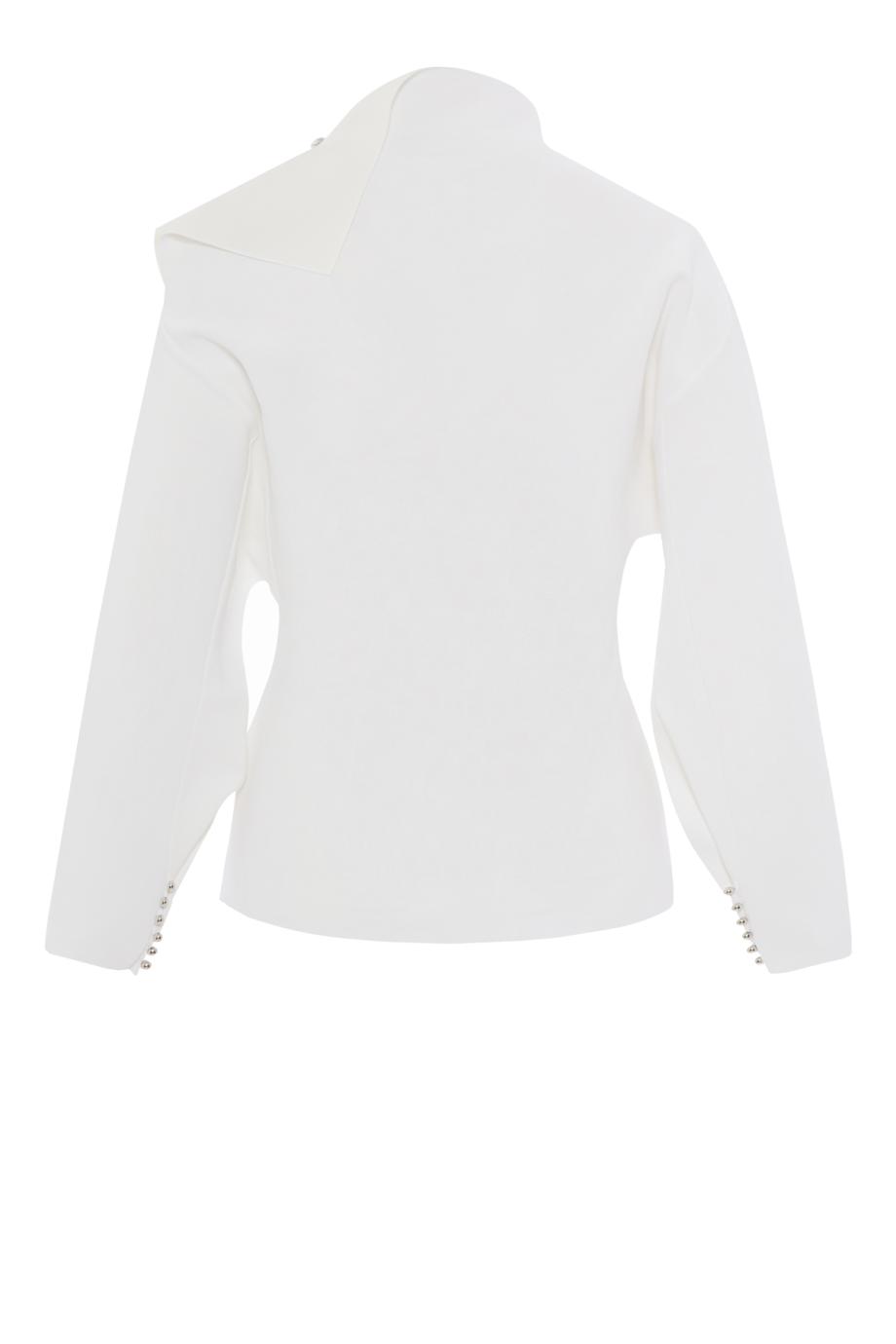 Buttoned crepe sweater in white