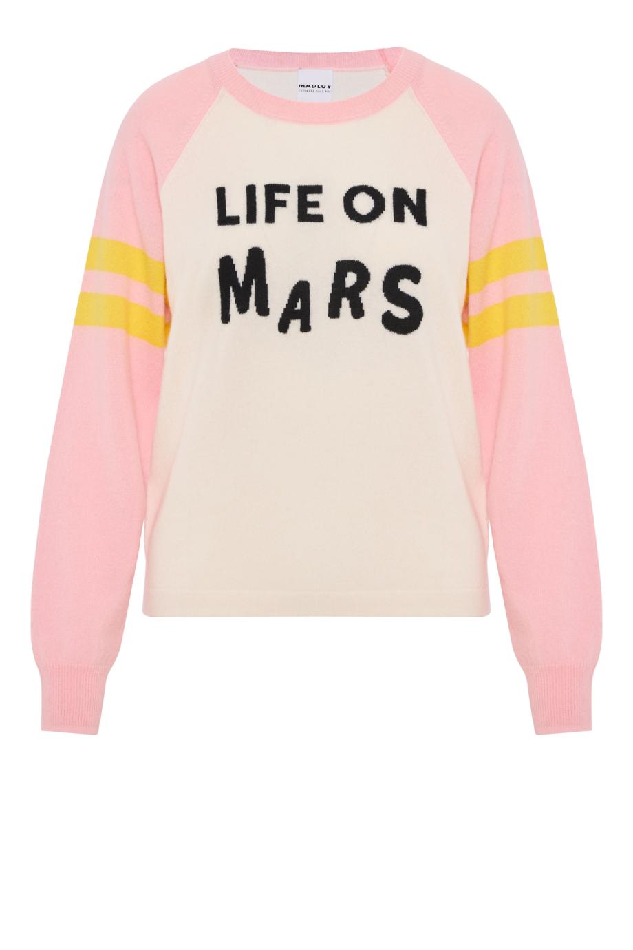 Life on Mars embroidered cashmere sweater in pink 
