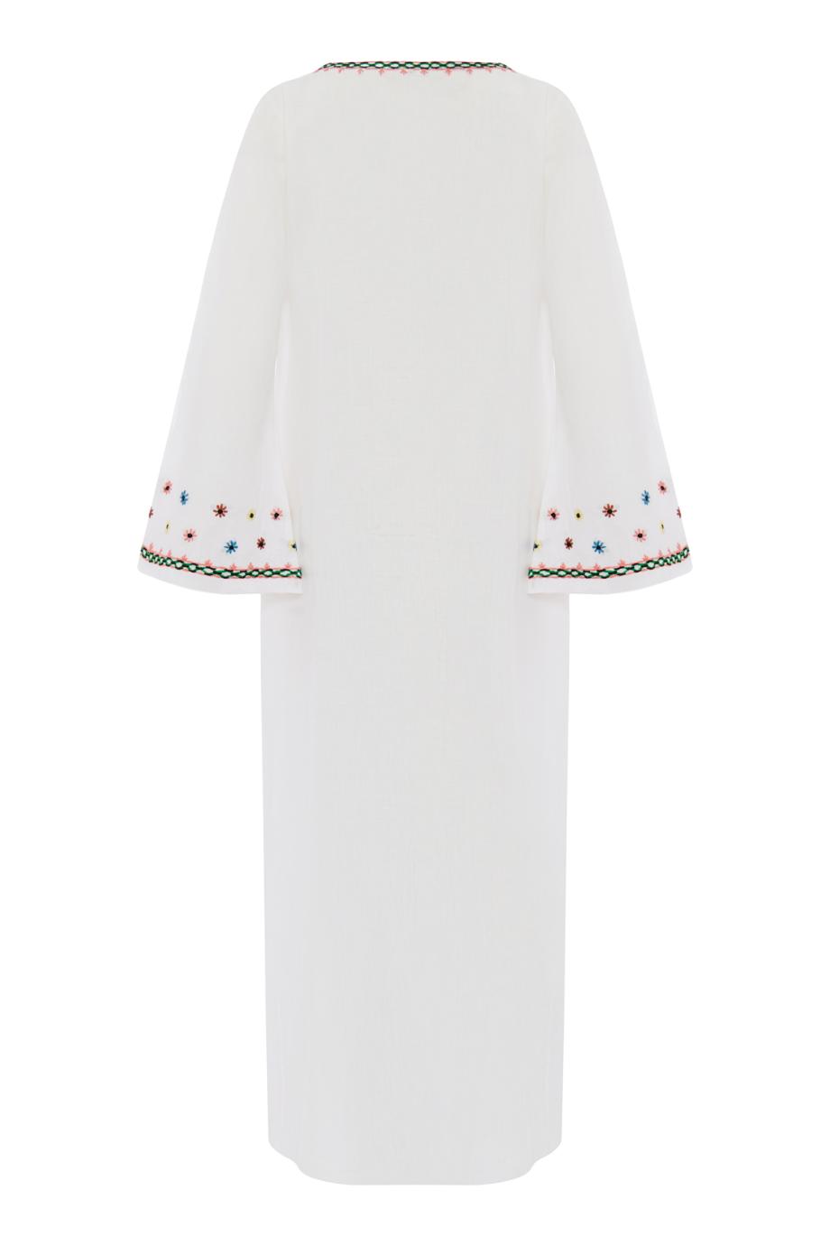 Vera embroidered linen kaftan in white