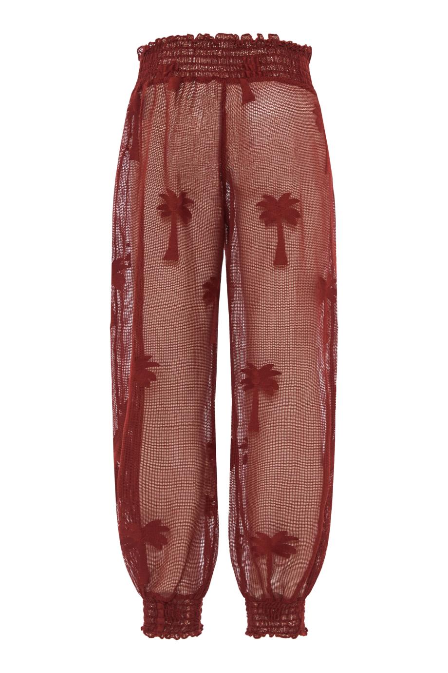Palm Nomad cotton-mesh pants in marsala
