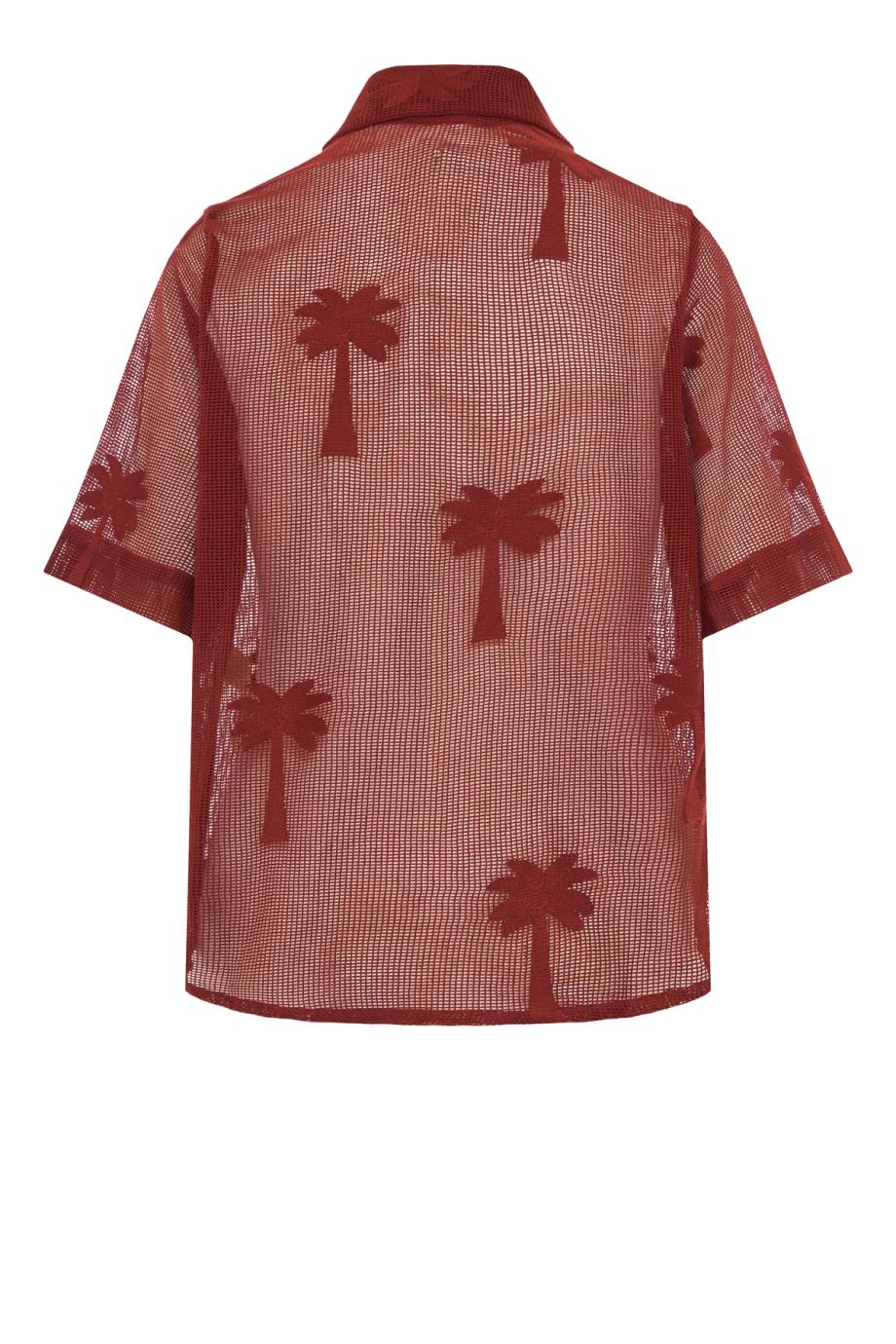 Salty cotton-mesh shirt in marsala