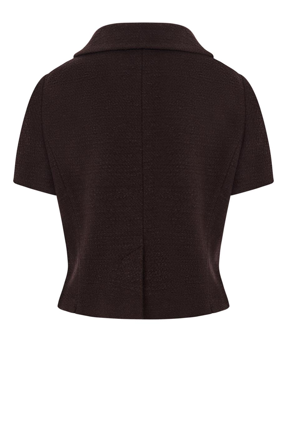 Cyclamen Button Tweed wool jacket in brown