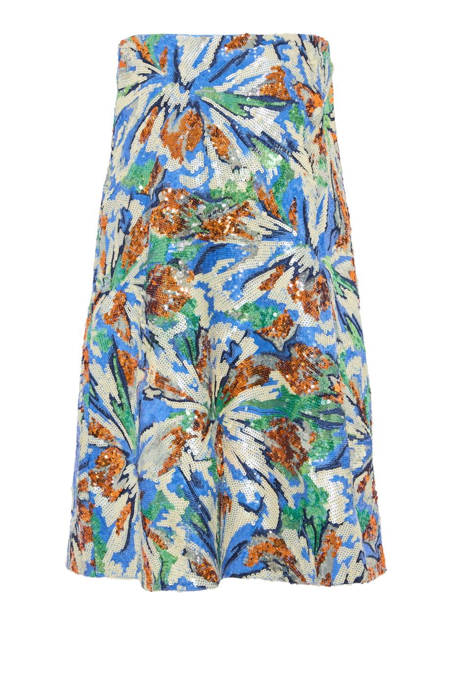 Abstract sequinned midi skirt in multicolor 