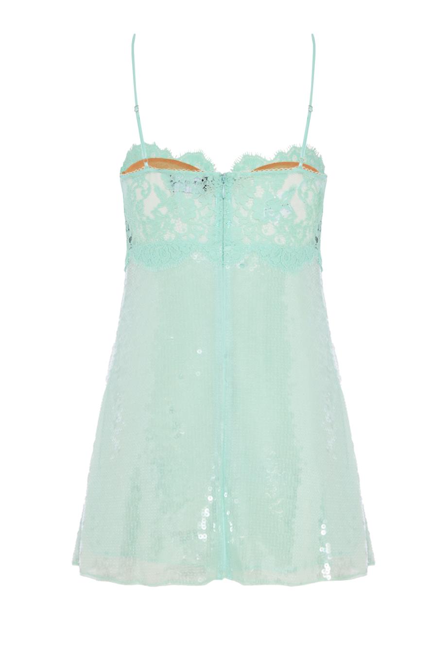 Alixandra paillettes-embellished lace mini dress in mint 