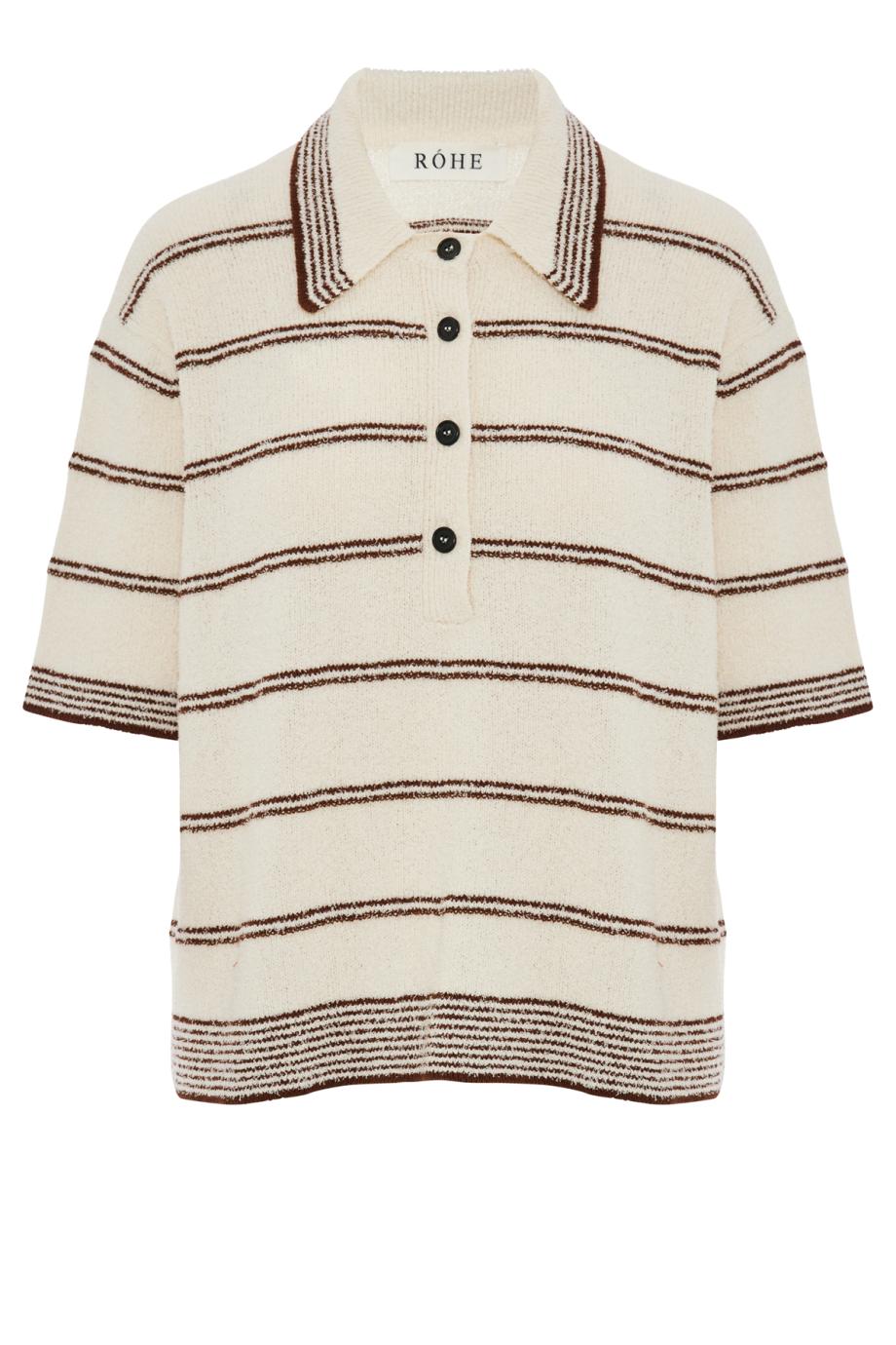 Toweling striped polo in cream