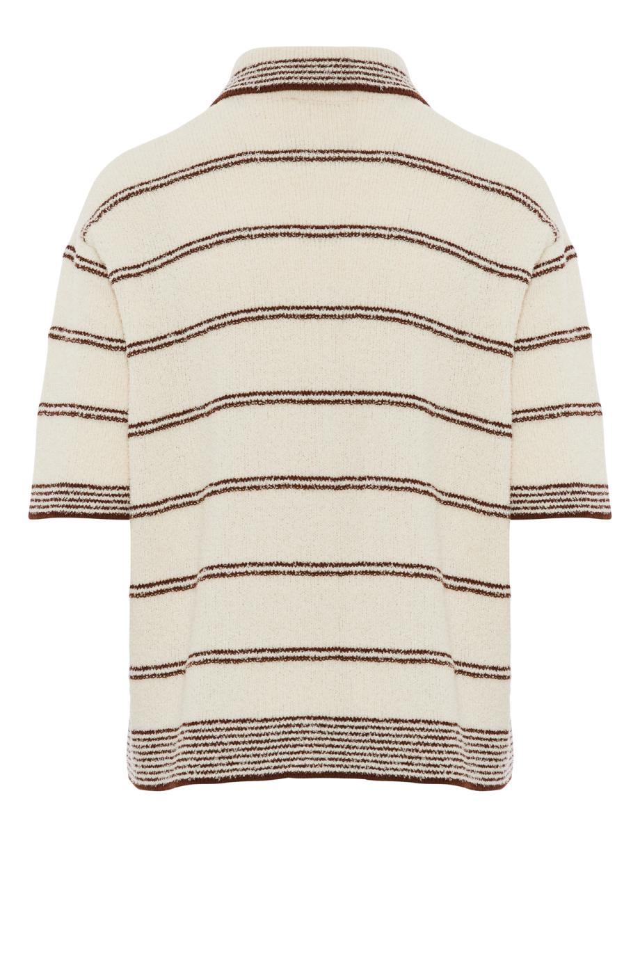 Toweling striped polo in cream