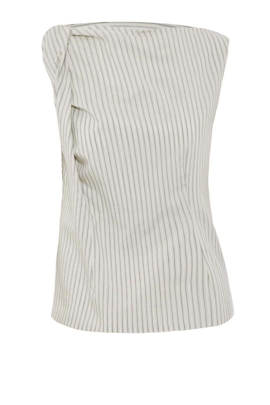Striped draped silk and cotton top in stripe