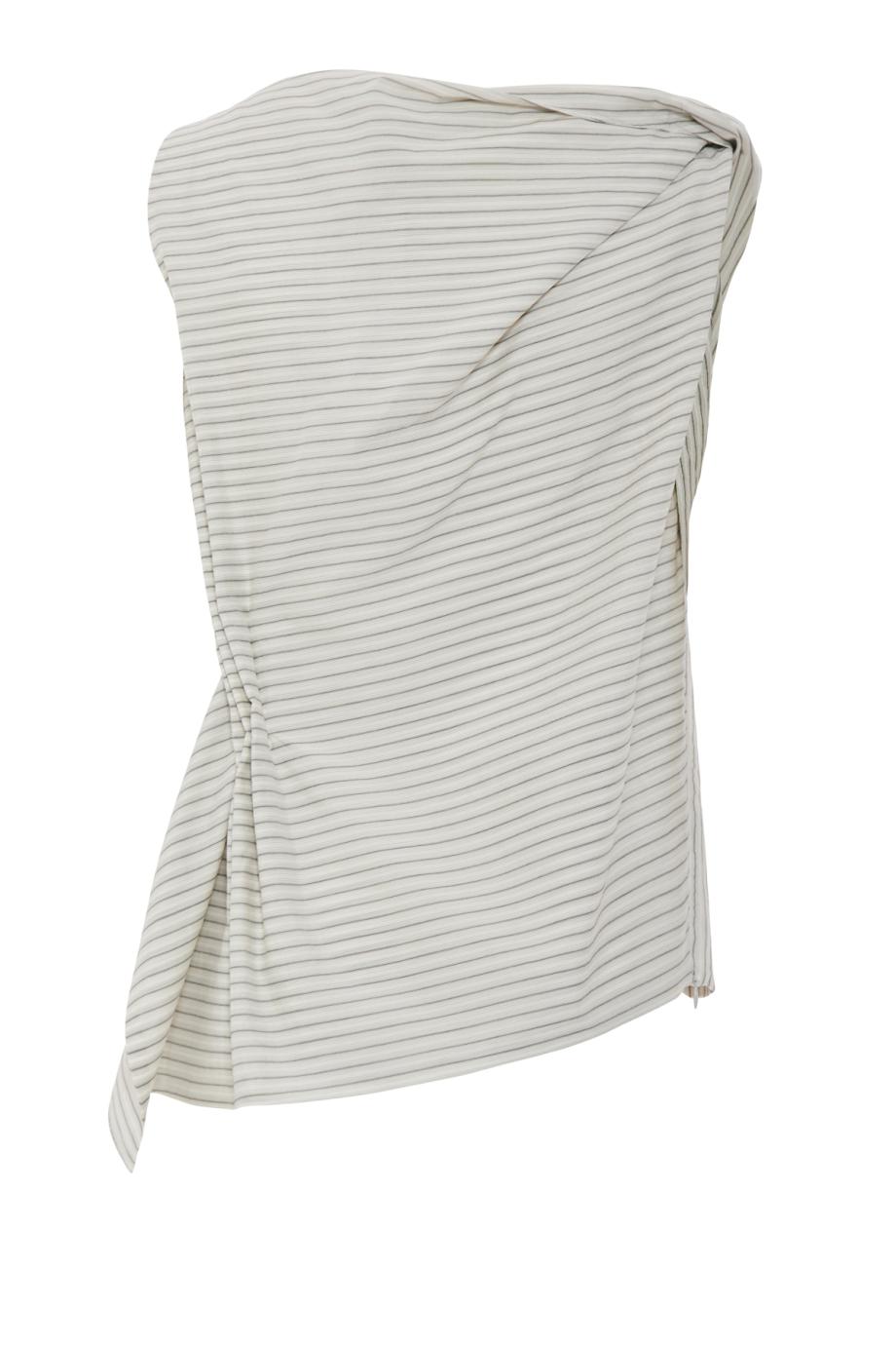 Striped draped silk and cotton top in stripe