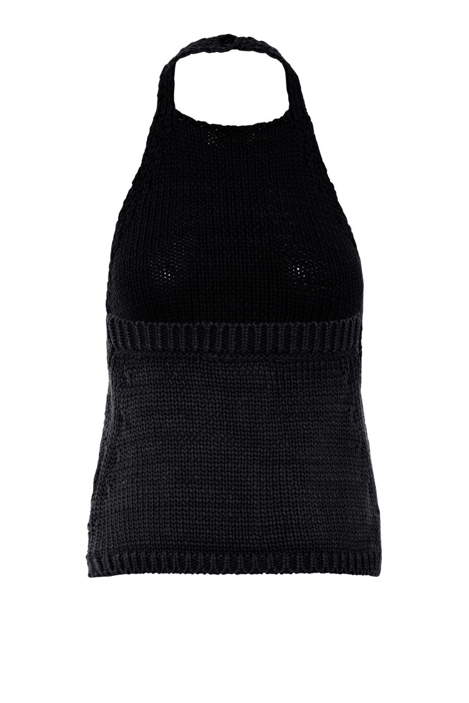 Chunky knitted halterneck top in black