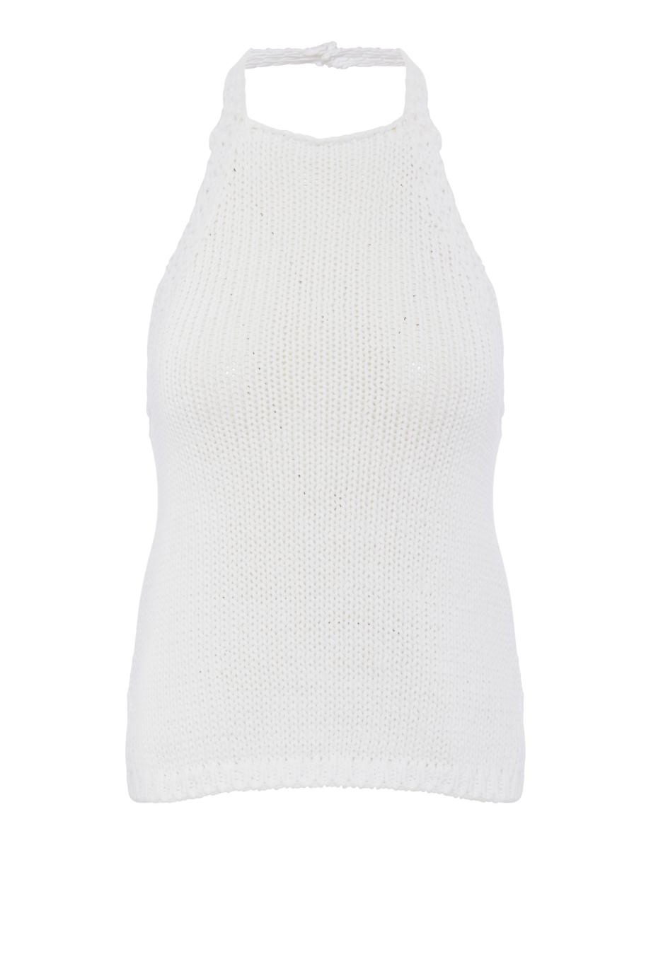 Chunky knitted halterneck top in white 
