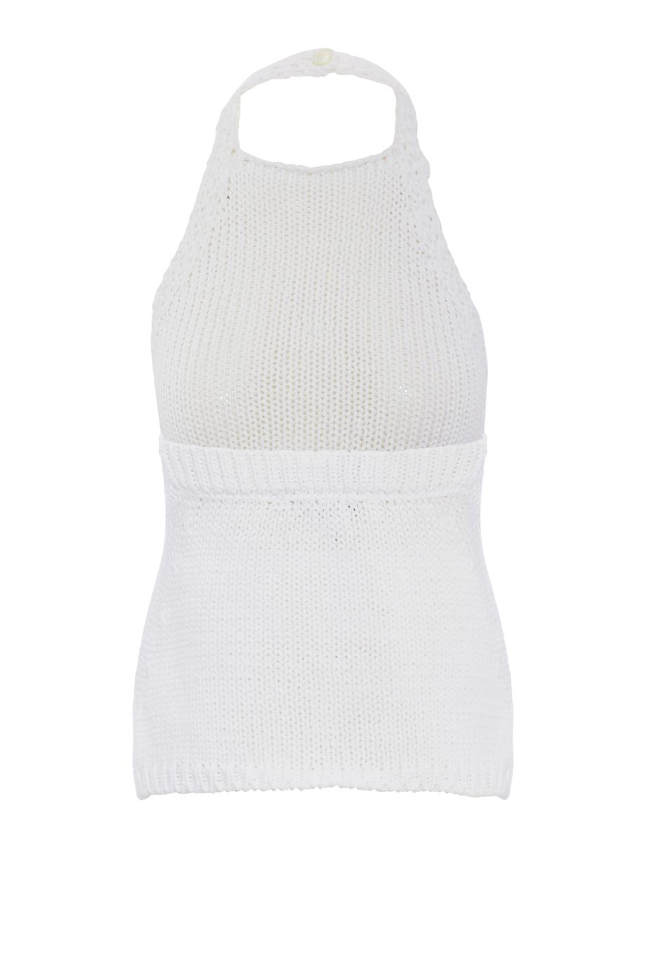 Chunky knitted halterneck top in white 