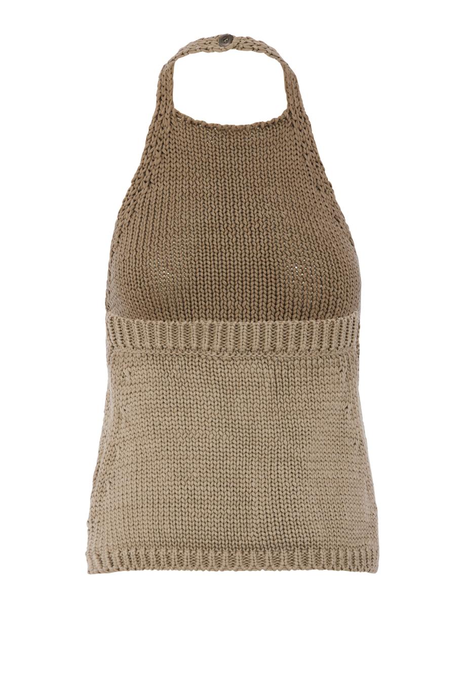 Chunky knitted halterneck top in stone